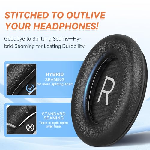 Image of Aurivor Replacement Ear Pads for Bose QuietComfort 45 35 ii (QC45 QC35) Headphones, Anti-Tear Earpads Cushions for QC SE SC & New Quiet Comfort (Deep Bass), Softer Foam & Leather (Black)