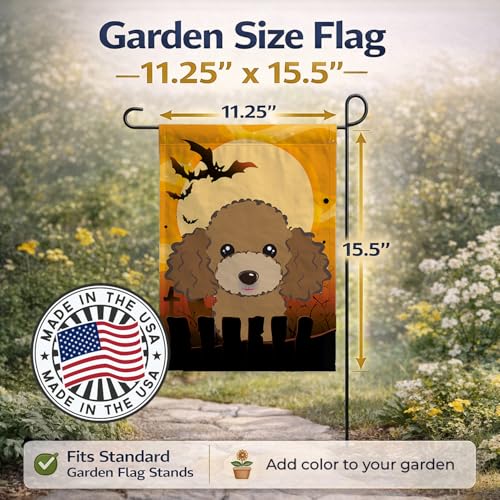 Caniche chocolat drapeau de jardin résistant pour décoration Halloween - 4