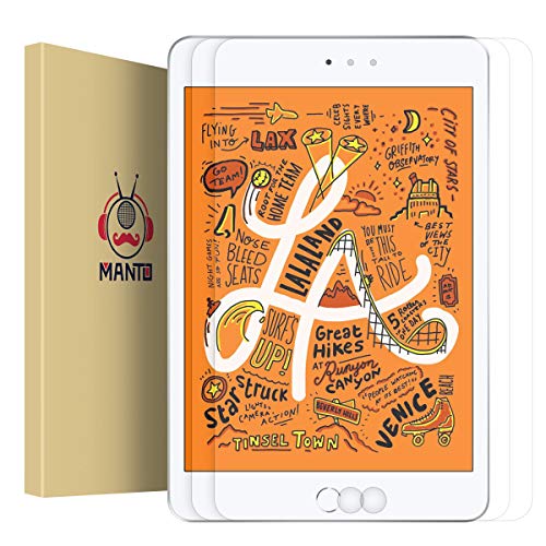 MANTO 2 Pack Screen Protector for iPad Mini 5 (2019) and iPad Mini 4 7.9 Inch Anti-Scratch 9H Hardness Tempered Glass Film for iPad Mini