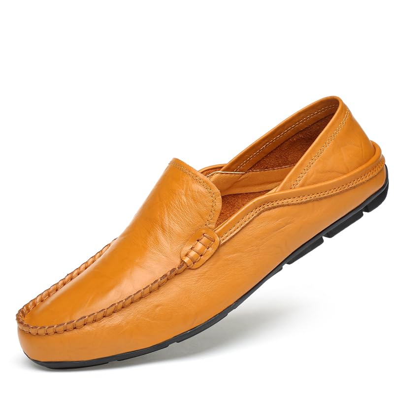 Men's Genuine Leather Loafers, Slip-on Driving Moccasins, Casual Flats, Brown,Blue,Black2