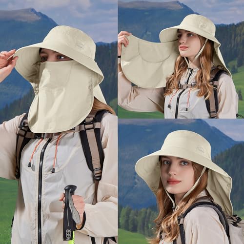 Image of Sun Hat for Men Women with Neck Flap,UPF 50+ UV Protection Fishing Hat
