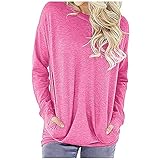 ✨ Damenbluse Langärmelige, oberteile damen weit geschnitten, Longpullover mit Fledermaus paaren mit Ihrem Pullover Kette / Stiefel / Lieblings-Shorts / Skinny Jeans oder Leggings für einen lässigen täglichen Blick.