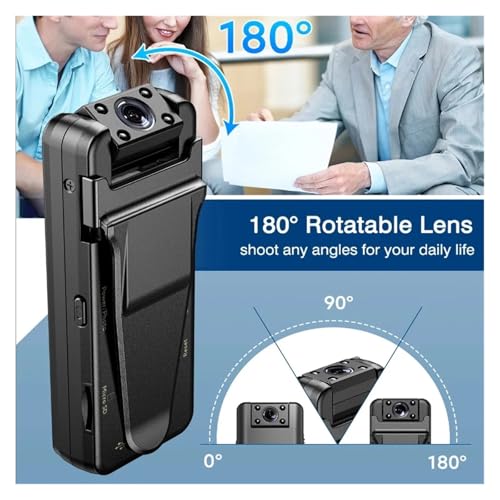 Image of 1080P Mini Body Mounted Camera HD Car DVR Video Recording IR Night Vision Back Clip Magnetic Camcorders Hiking Equipment for Vlogging with External Microphone, Remote Cont