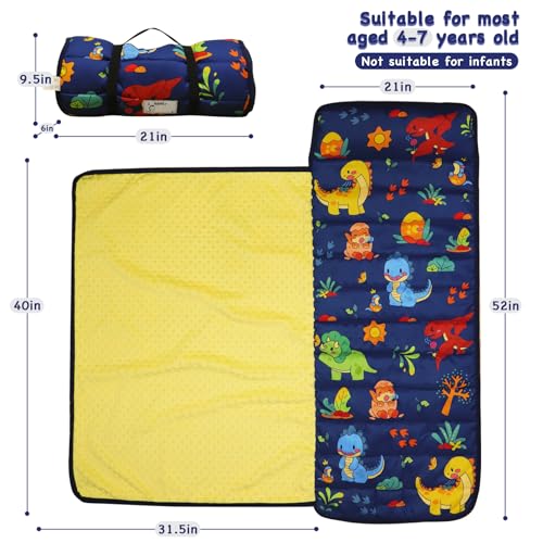 Image of Nap Mat - Nap Mats for Preschool, Toddler Nap Mat with Pillow and Blanket, Sleeping Bag for Kids - Large Rolled Napping Mats, Portable Slumber Bags for Girls - 52 inchX21 inch