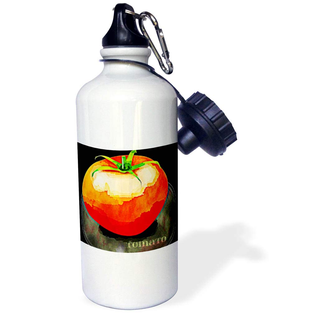 3dRose Vintage Red Tomato Fruit Art Sports Water Bottle 21 oz White
