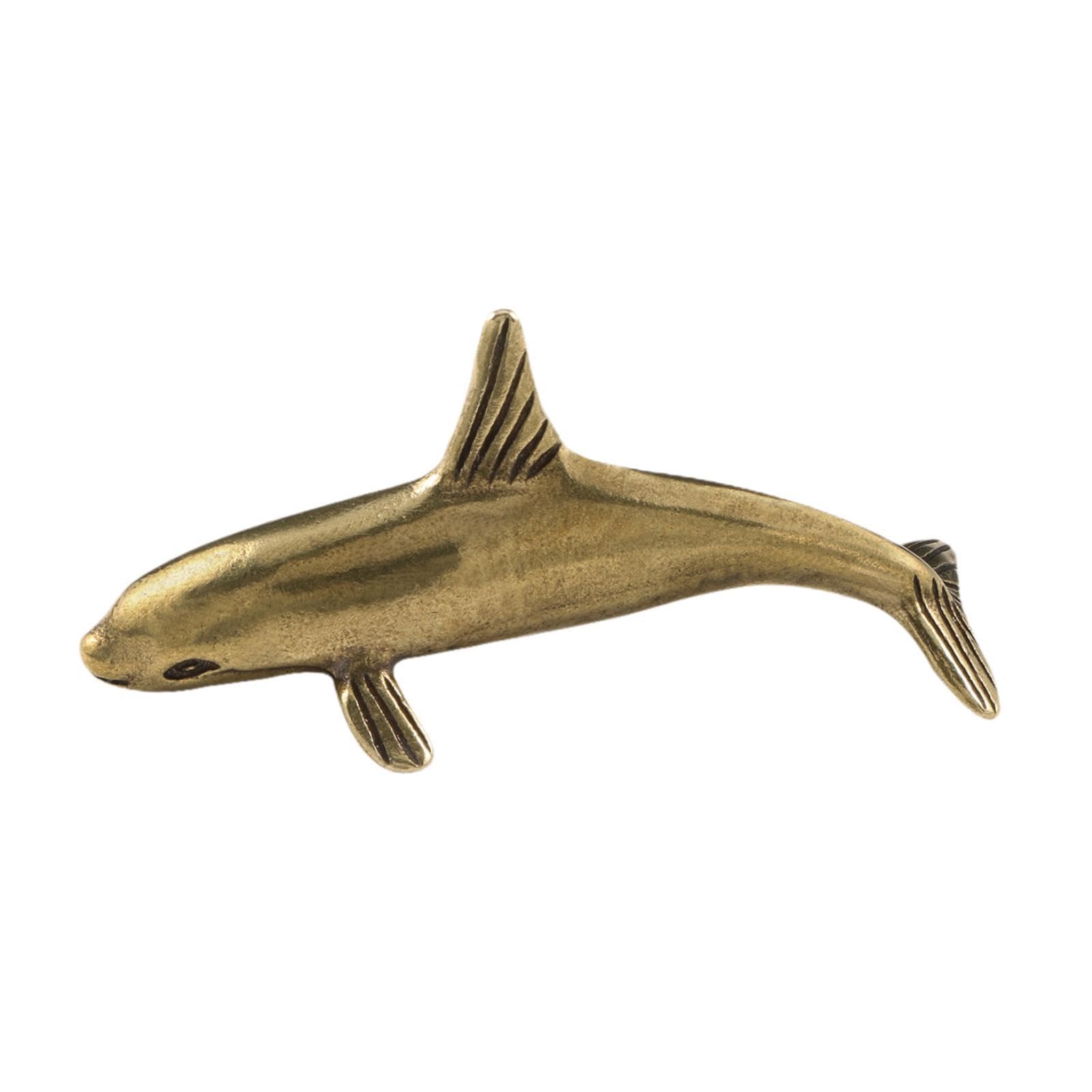 Brass Dolphin Figurine Copper Sea Animal Figurine Unique Presents Small Home Decor for Tea Room Dining Room Table Bookshelf
