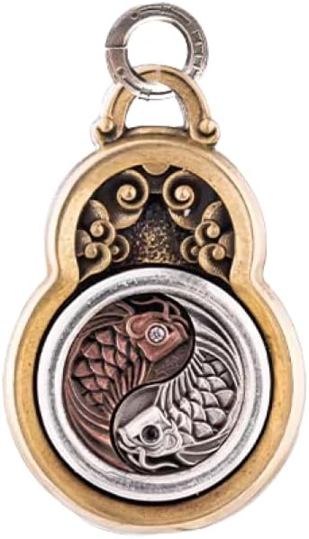 COPPERTIST.WU Taiji Fish Pendant for Necklace,Bagua Gourd Amulet Taiji Eight Diagrams Yin Yang Pendant Necklace for Men Women