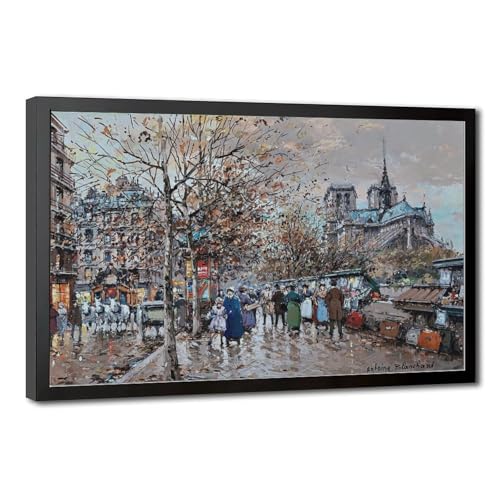 Toile tendue The Bouquinistes Paris avec impression premium