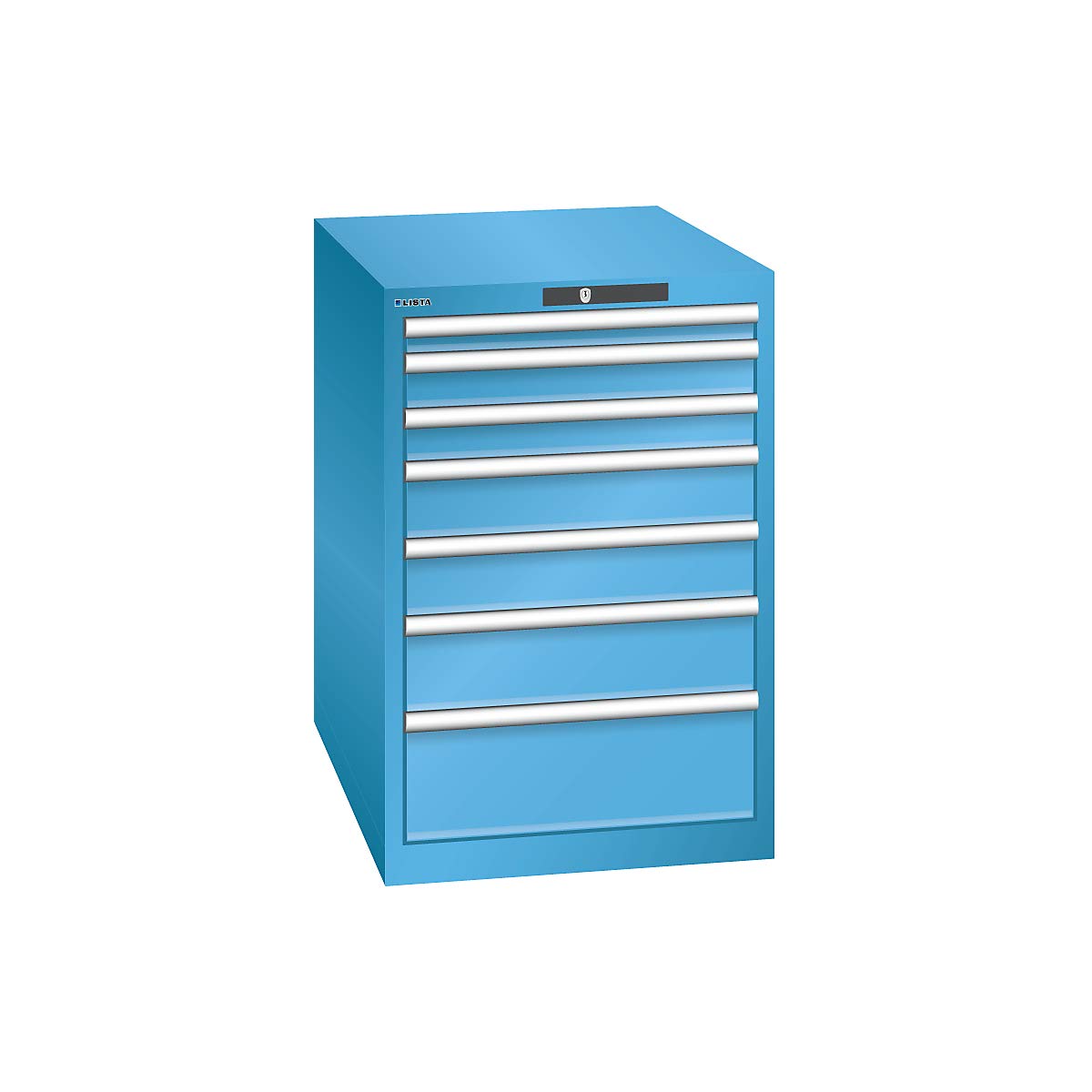 Lista | Schubladenschrank | 7 Schubladen | lichtblau RAL 5012 | Stahl