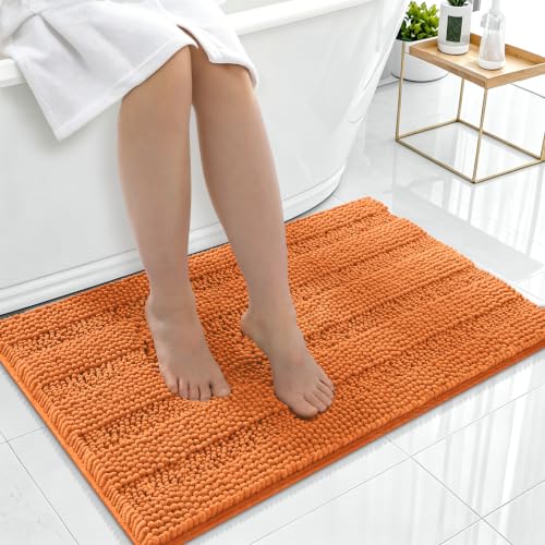 Image of Smiry Thick Chenille Bathroom Rugs 36x24, Soft Absorbent Bath Mat, Clay