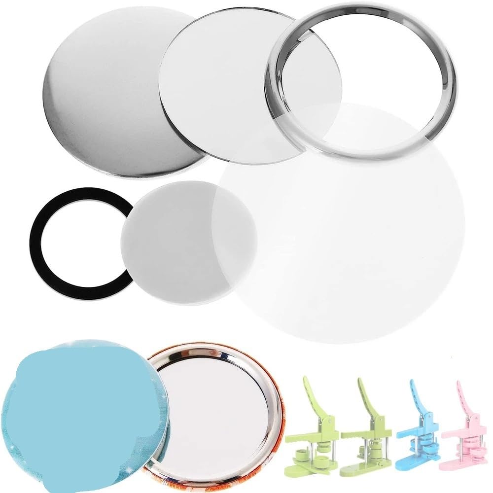 58MM Blank Mirror Badges Button Maker Parts, DIY Mirror Badges Press Making Supplies