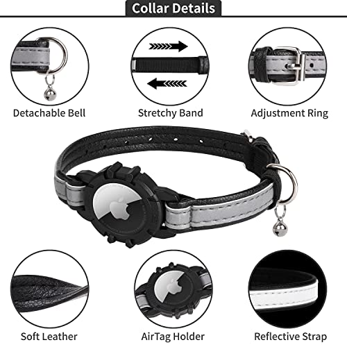 Reflective AirTag Cat Collar, FEEYAR Integrated Air Tag Cat Collar for