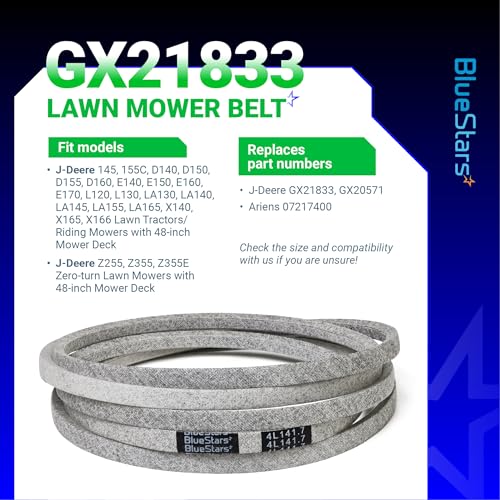 Image of BlueStars GX21833 Lawn Mower Deck Belt | Aramid Cord | 1 /2 inch x 141.7 inch