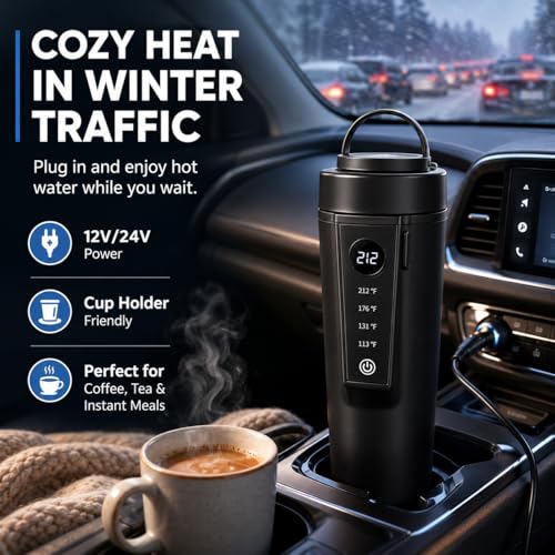 Hervidor eléctrico de viaje para auto 12V/24V 400ml negro miniatura 6