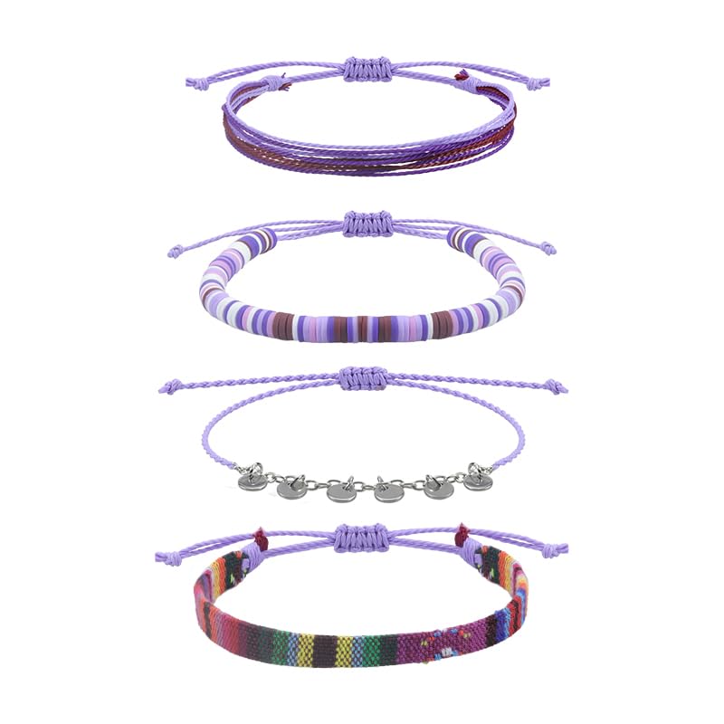 Amazon.com: 4pc Surfer Anklets for Men Waterproof String Rope Anklets ...