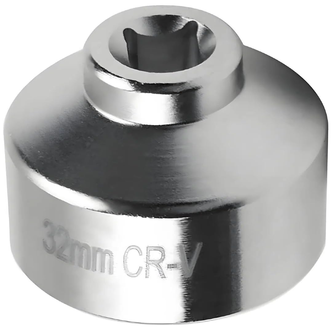 Vexillaris 32mm Low Profile Oil Filter Wrench 6 Point Socket Remover Tools 3/8" Drive ratchet for GM/for Volkswagen/for Pontiac/for Saturn/for Saab etc