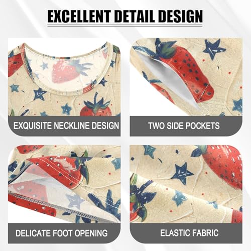 ALAZA Strawberry and Stars Pajama Set Short Sleeve Sleepwear Soft Lounge Nightwear4
