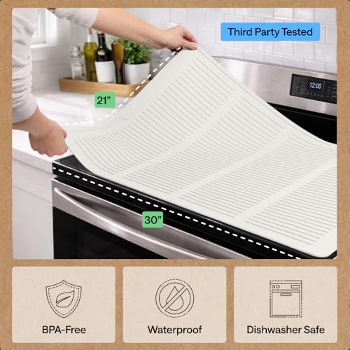 Image of GORILLA GRIP Silicone Stove Cover for Electric Stoves, 28x20 White