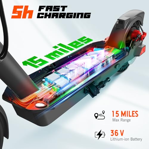 SISIGAD Electric Scooter Adults 8.5\" Tires, 15 Miles Range, 19Mph Top Speed Adult Scooters, Portable Folding Fast E-Scooter with Dual Braking System, LCD Display and App