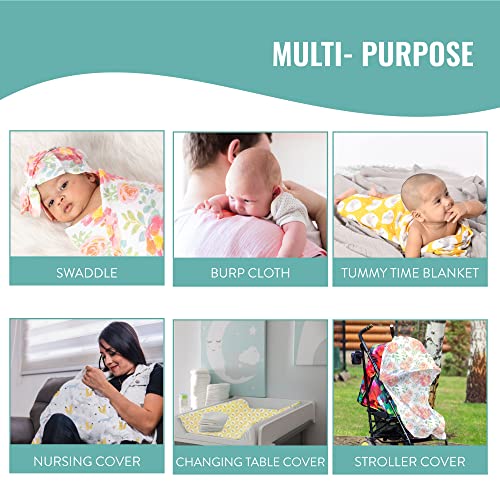 Featherhead™ 4 Pack Baby Muslin Swaddle Blankets, Pre-Washed, Soft, Breathable, 100% Cotton Baby Receiving Swaddles For Boys And Girls (Unisex), 47”X 47” Perfect For Newborn & Infant #TOP4