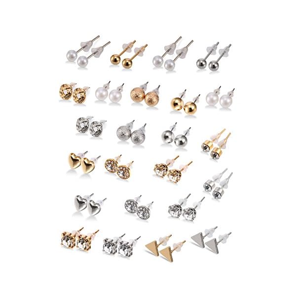 BBTO-24-Pairs-Stud-Earrings-Crystal-Pearl-Earring-Set-Ear-Stud-Jewelry-for-Girls-Women-Men-Silver-and-Gold 24 Pairs Stud Earrings Crystal Pearl Earring Set Ear Stud Jewelry for Girls Women Men, Silver and Gold