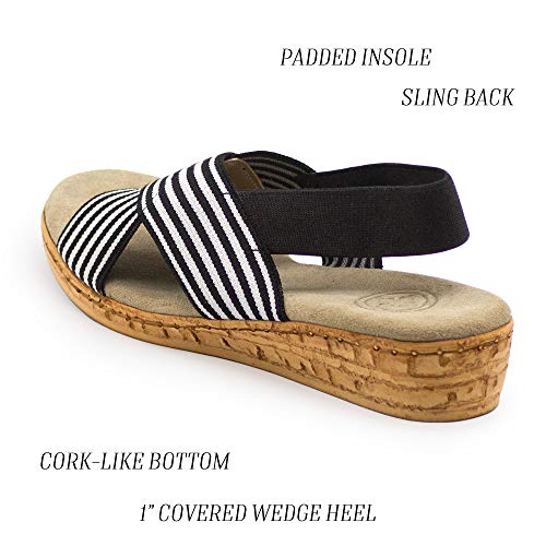 ATLANTIC Sling-back Cork Wedge Sandal - Linen - Size 8 - by Charleston Shoe Co.4