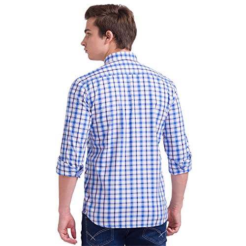 Image of Parx Cotton Medium Blue Casual Shirt for Men
