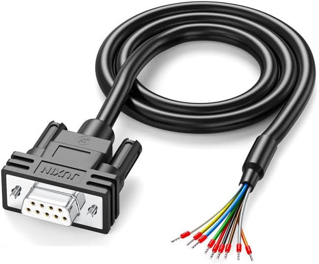 5FT DB9 Female to Bare Wire RS232 Serial Cable, 9 Wire All Provided with Wiring Terminals - Black