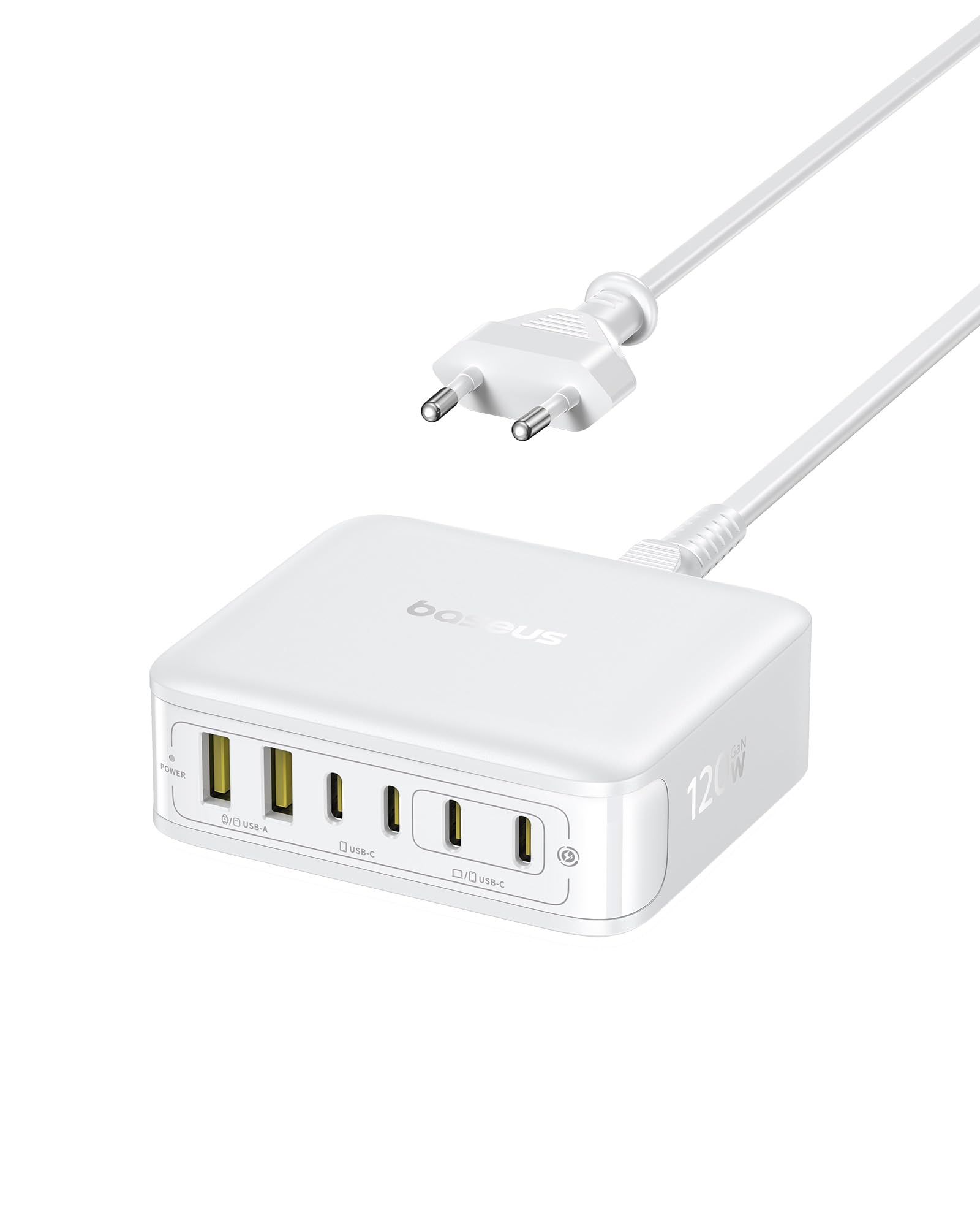 Baseus Cargador USB-C, Estación de Carga de 6 Puertos con Salida de 120 W, para iPhone 16/16 Plus/16 Pro/16 Pro Max/15/14/13 Series, MacBook Air, Pixel, Galaxy, iPad y Más con descuento