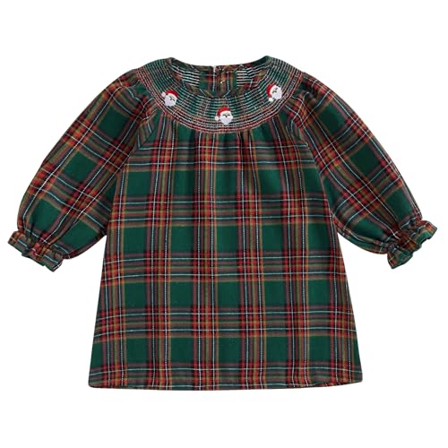 Toddler Smocked Christmas Dress Baby Girl Christmas Outfit Vintage Princess Plaid Dresses Cute Clothes