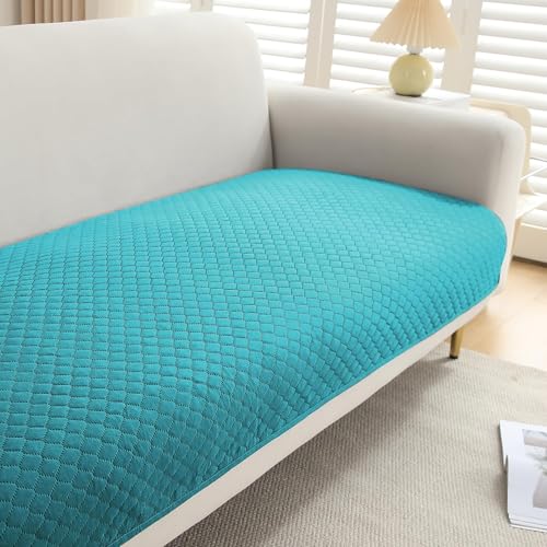 Image of HOKIPO Quilted Sofa Cover Mat for 2 Seater Sofa, Teal (NEW-IN-720-TL)