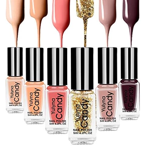 FERCAISH Bright Non Toxic Nail Polish Set 6 Bottles Long Lasting and Non Fading Unpeelable Quick Dry Nail Polish Cover
