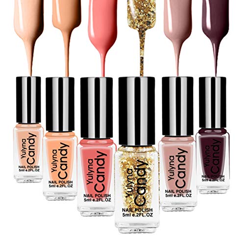 FERCAISH Lot de 6 flacons de vernis à ongles brillants non toxiques - Longue durée - Ne se décolorent pas - Ne se décollent pas - Séchage rapide Cover