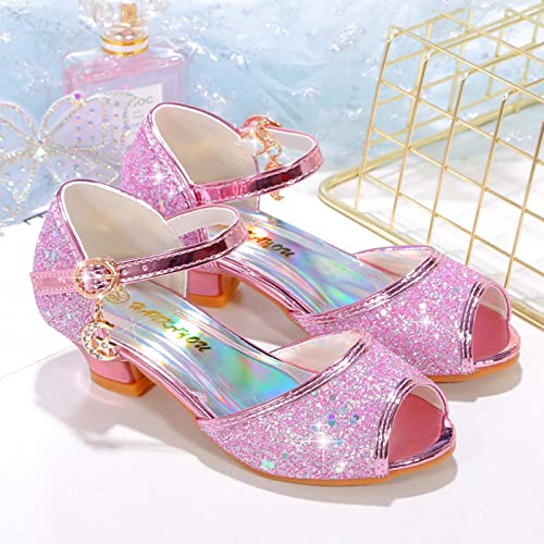 JOEupin Girls Sandals Glittler Dress Shoes Princess Crystal High Heels Party Wedding Flower Girls Shoes for Kid Toddler4