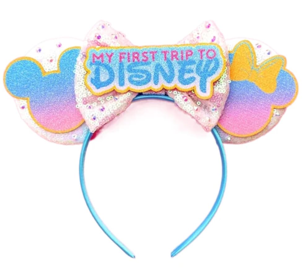CL GIFT First Trip Minnie Ears,Pick your color, Flower Minnie Ears, Floral minnie ears, Pink Sparkle Mouse Ears (First Trip)