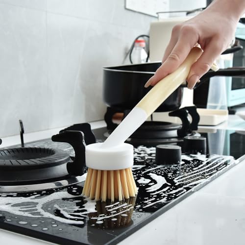 image for ALINK Dish Brush with Handle and 3 Replacement Heads, Pot and Pan Clea