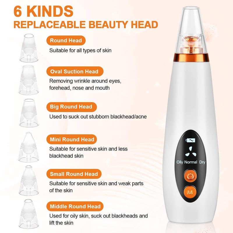 Image of Blackhead Remover Pore Vacuum - Electric Microdermabrasion Machine Black Head Cleaning Tool Pimple Sucker & Facial Cleanser Device for Pores Acne Nose Skin