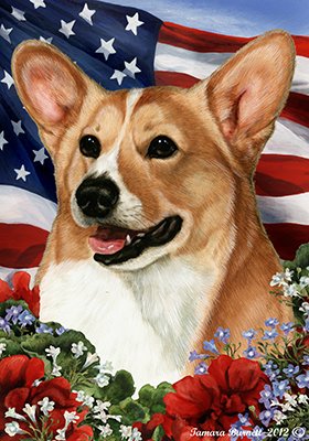 Best of Breed Corgi Pembroke Welsh Fawn/White Patriotic Garden Flags