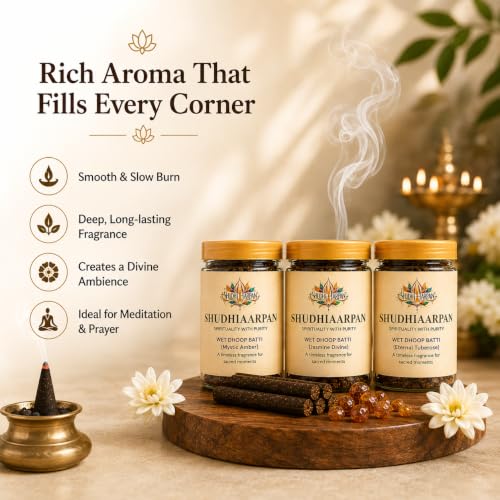 Image of Tuberose, Mystic Amber, Jasmine, Wet Dhoop Batti Pack of 3