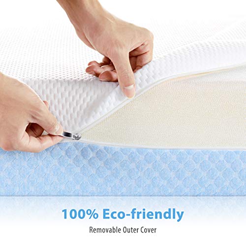 Dourxi Crib Mattress, Dual Sided Comfort Memory Foam Toddler Bed Mattress, Triple-Layer Breathable Premium Baby Mattress For Infant And Toddler W/Removable Outer Cover - White&Blue #TOP1
