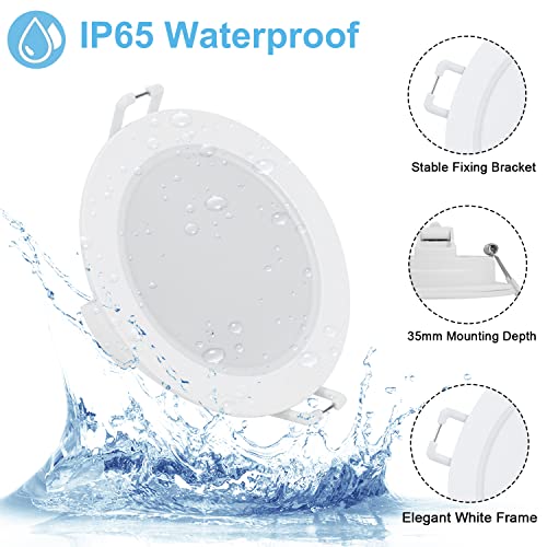 Gr4tec LED Recessed Ceiling Lights Dimmable, 6X 6W LED Downlight 4000K Natural White, Downlights for Ceiling Bathroom IP65 Waterproof, 35mm Ultra-Slim, φ68-80mm Hole Spotlights for Living Room Gr4tec LED Recessed Ceiling Lights Dimmable, 6X 6W LED Downlight 4000K Natural White, Downlights for Ceiling Bathroom IP65 Waterproof, 35mm Ultra-Slim, φ68-80mm Hole Spotlights for Living Room