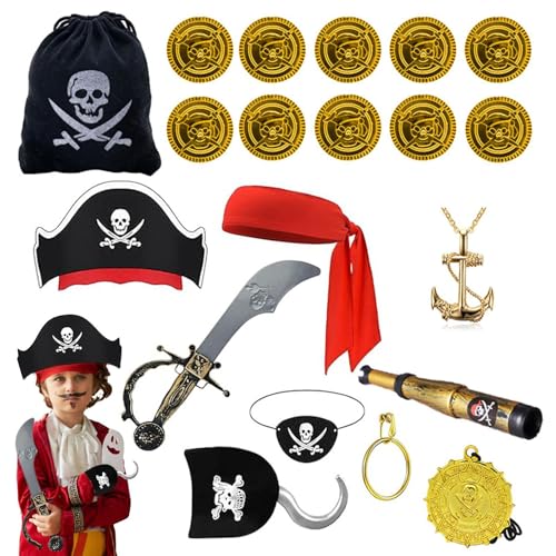 Accesorios de Disfraz de Pirata,Suministros para Cosplay de Halloween | Accesorios para Fiestas Temáticas, Halloween, Carnaval y Teatro