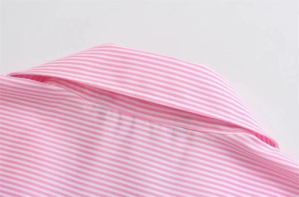 Women's Button Striped Pocket Loose Shirt pnnrk M