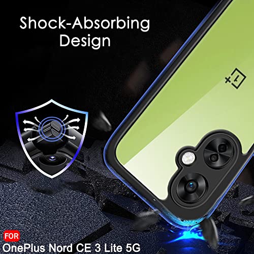 Image of TheGiftKart Ultra-Hybrid Crystal Clear Back Cover Case for OnePlus Nord CE 3 Lite 5G | Shockproof Design | Total Camera Protection | Transparent Back (PC & TPU | Black Bumper)