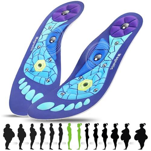 Magnetische Einlegesohlen Magnetische Einlegesohlen Damen Herren Fußgewölbestütze Akupressur Einlegesohlen Einlagen Plattfuß und Verteilt Fußdruck EU40-43 Blau