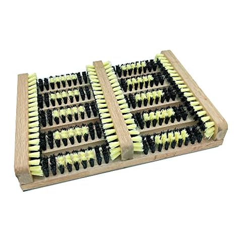 Galvog® Boot Scraper Wooden Rub Mat Outdoors | All Weather Heavy Duty Shoe Scrubber Brushes Garden Kitchen Patio Carpet Doormats | Extra Wide Boot Buddy Mud Snow Scrubbing Cleaner Cover