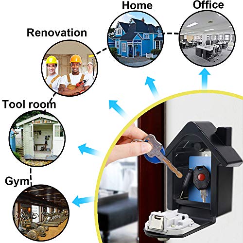 Boite a Cle Securisee Mural Boite a Clé avec Code Numérique & Clés d'urgence, Grand Key Safe Box Format XL Coffre a Clef Extérieur pour Maison, Bureau, Usine, Garages (Noir)