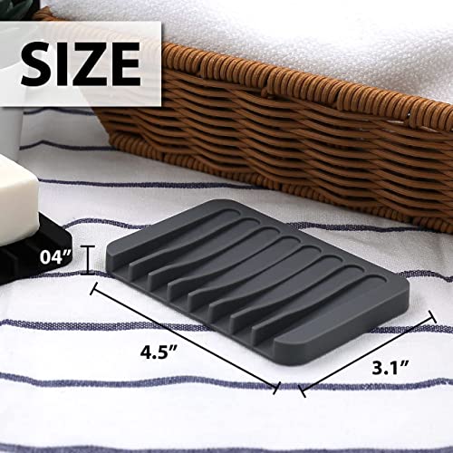 Myhomebody Waterfall Soap Dish | Self Draining Soap Dish As Soap Savers | Bar Soap Holder, Soap Dish For Shower | Soap Tray For Bathroom Accessories, Kitchen | Silicone, Ink & Grey, Set Of 2 #TOP4
