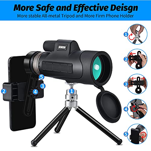 Monokular Teleskop HD 12X50,NEEMOSI Monokulares Fernrohr für Smartphone,Wasserdicht Handy Monokular Objektiv FMC BAK4… – Bild 6