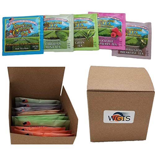 Tea Sampler Gift Set Featuring Charleston Tea Plantation Tea Bags - WGIS Gift Box Set #1 With Bonus Flavor Bag